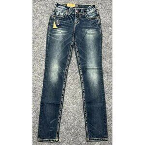 Silver Jeans Suki Womens 24X31 Blue Denim Pencil Skinny Stretch Whiskered New